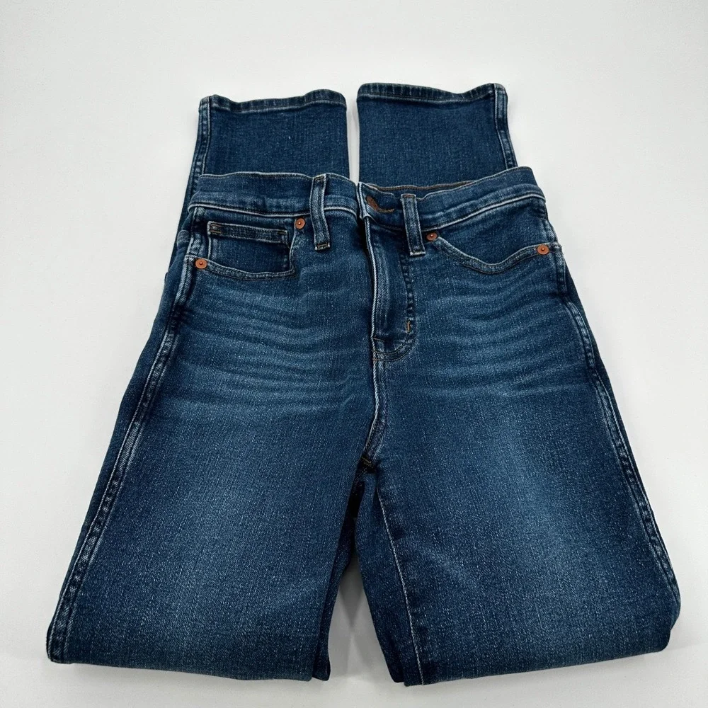 Madewell Stovepipe High Rise Straight Leg Jeans Dark Indigo Blue Size 24